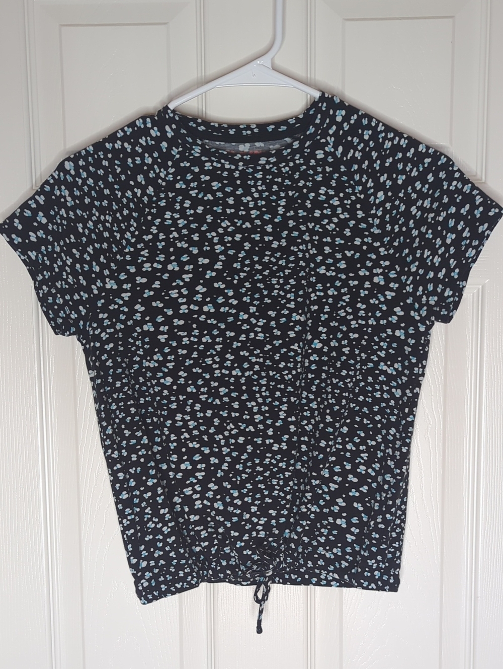 Rockets Of Awesome Black Floral Shirt With Drawstring Waist Blue White